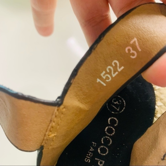 Coco Perla Paris platform open toe rope weave shoe black sz 7 women’s - Picture 9 of 10